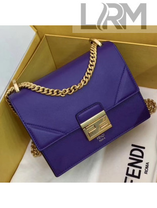 Fendi Kan U Small Matte Calfskin Embossed Corners Flap Bag Purple 2019  