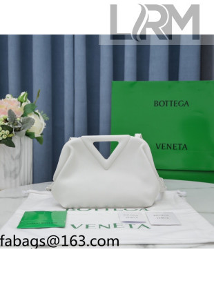 Bottega Veneta Calfskin Small Point Top Handle Bag Chalk White 2021