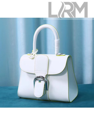 Delvaux Brillant Mini Top Handle Bag in Box Calf Leather White/Green 2020