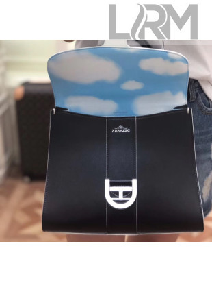 Delvaux Magritte Brillant Mini Top Handle Bag in Box Calf Leather Black/White 2020