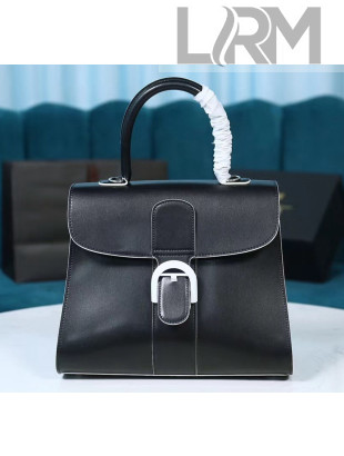 Delvaux Magritte Brillant MM Top Handle Bag in Box Calf Leather Black/White 2020
