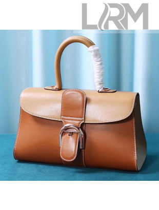 Delvaux Brillant East/West PM Rodéo Top Handle Bag in Box Calf Leather Caramel/Khaki 2020