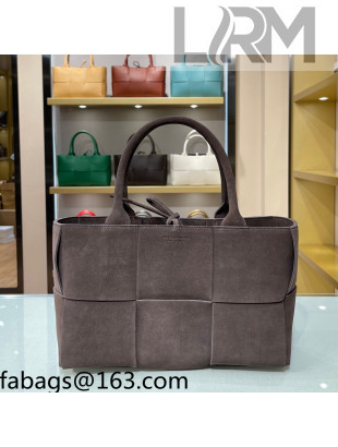 Bottega Veneta Arco Tote Bag in Maxi-Woven Suede Taupe 2021 614486
