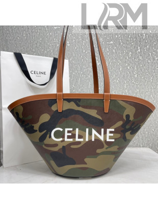 Celine Medium Couffin Shopping Bag in Camouflage Print Canvas Khaki 2021