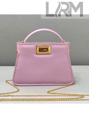 Fendi Leather Nano Pico Peekaboo Bag Charm Lilac Pink 2021 8385