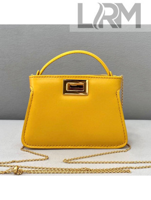 Fendi Leather Nano Pico Peekaboo Bag Charm Yellow 2021 8385