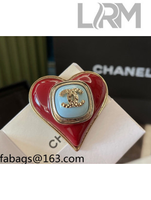 Chanel Love Brooch Red/Light Blue 2021 1108102