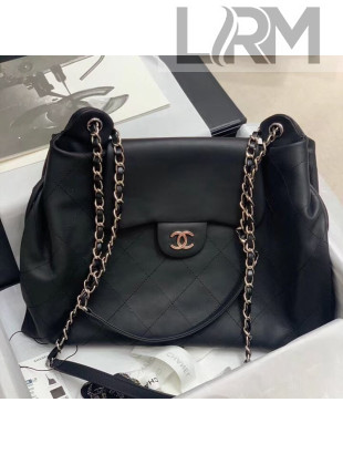 Chanel Vintage Matte Leather Messenger Bag Black 2020