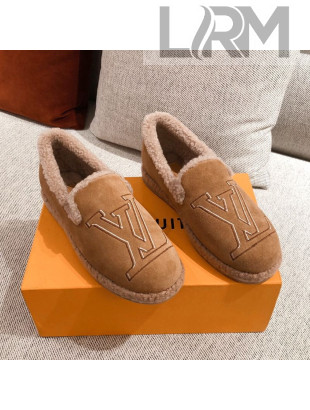 Louis Vuitton Frontrow Wool LV Flat Loafers Brown 2020