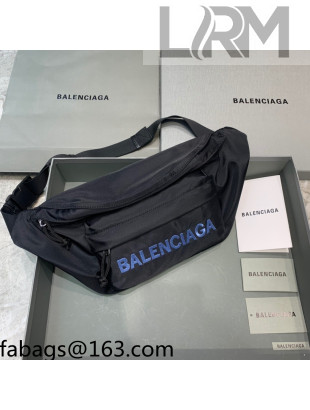 Balenciaga Wheel Logo Embroidered Nylon Bel Bag Black 2021 01