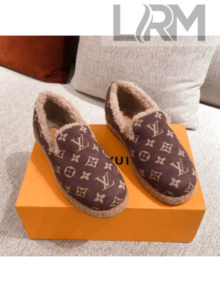 Louis Vuitton Frontrow Wool LV Flat Loafers Dark Brown 2020