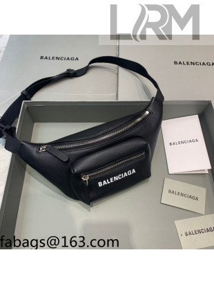 Balenciaga Logo Grained Leather Small Belt Bag Black 2021 2021 09
