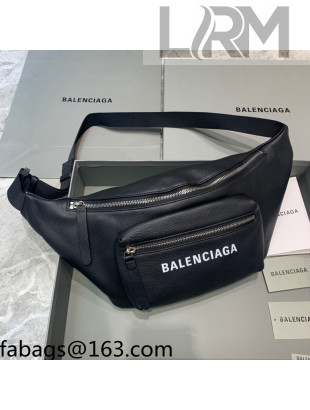 Balenciaga Logo Grained Leather Large Belt Bag Black 2021 11