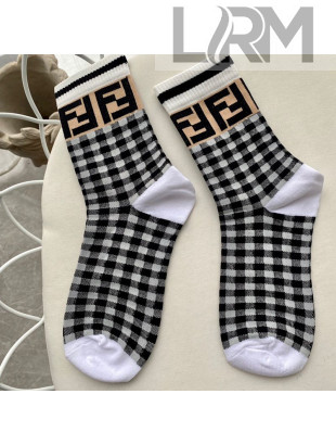 Fendi FF Checked Short Socks Black/White 2020