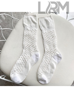 Dior Mesh Medium-High Socks White 2020