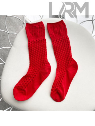 Dior Mesh Medium-High Socks Red 2020