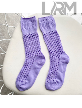 Dior Mesh Medium-High Socks Purple 2020