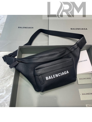 Balenciaga Logo Grained Leather Large Belt Bag Black 2021 12