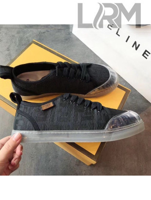 Fendi FF Canvas and PVC Low-Top Sneakers with Label Black 2020