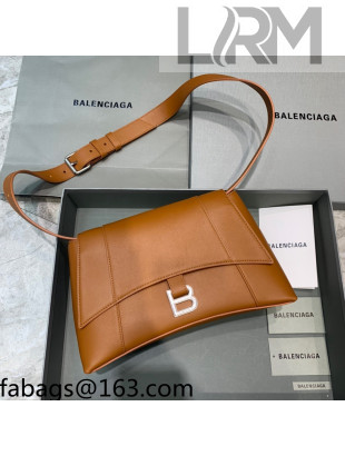 Balenciaga Hourglass Sling Back Large Bag in Calf Leather Brown 2021