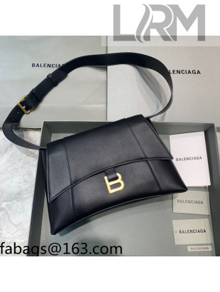 Balenciaga Hourglass Sling Back Large Bag in Calf Leather Black/Gold 2021