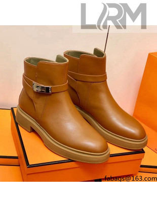 Hermes Calfskin Kelly Ankle Boot Brown 2021 Top Quality (Pure Handmade)