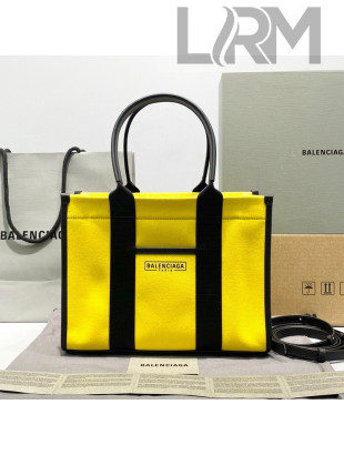 Balenciaga Hardware Small Tote Bag in Yellow Cotton Canvas 2021