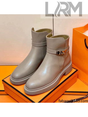 Hermes Calfskin Kelly Ankle Boot Grey 2021 Top Quality (Pure Handmade)