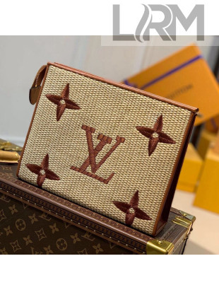 Louis Vuitton Pochette Voyage MM Pouch in Monogram Raffia M80352 Beige/Brown 2021