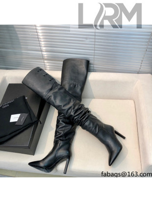 Saint Laurent Jane Over-the-knee Boots in Calfskin Leather Black 2021