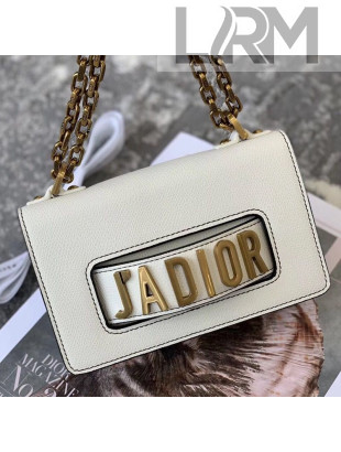 Dior J'Adior Mini Flap Chain Bag in Palm Grained Leather White 2019