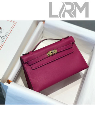 Hermes Kelly Pochette Bag 22cm Rose Purple/Gold 2022 23