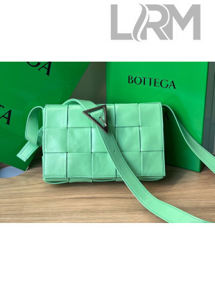Bottega Veneta Cassette Small Crossbody Bag in Wax Maxi Calfskin Wasabi Green 2022