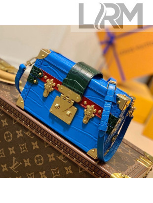 Louis Vuitton Petite Malle Trunk Bag in Crocodilien Leather N93145 Blue 02 2021