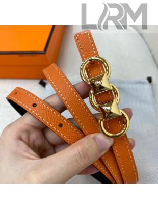 Hermes Mini Constance Reversible Leather Belt 13mm Orange 2021
