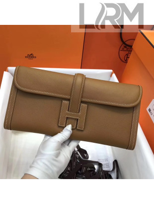 Hermes Jige Elan 29 Epsom Leather Clutch Bag Brown 2019