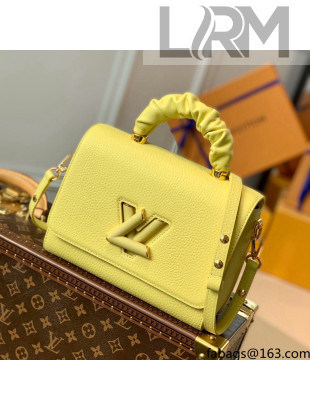 Louis Vuitton Twist MM Top Handle Shoulder Bag in Taurillon Leather M58688 Yellow 2021