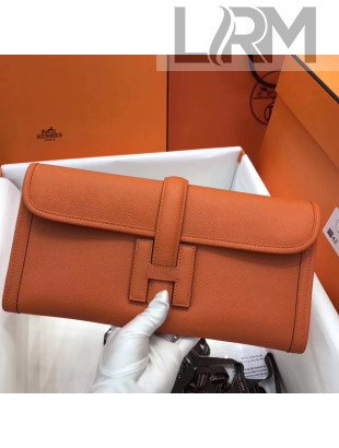 Hermes Jige Elan 29 Epsom Leather Clutch Bag Orange 2019