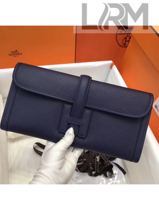 Hermes Jige Elan 29 Epsom Leather Clutch Bag Deep Blue 2019