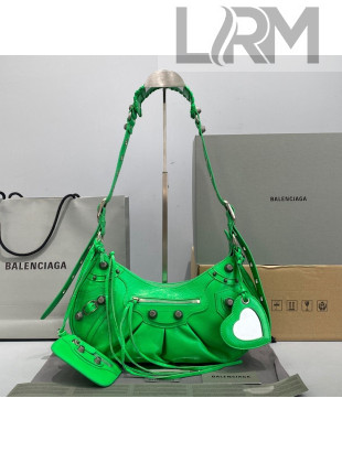 Balenciaga Le Cagole Lambskin Small Shoulder Bag Green/Aged Silver 2021