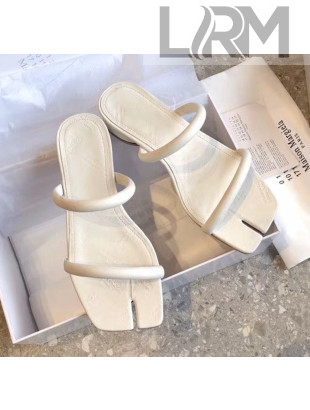 Maison Margiela Tabi Logo Embossed Leather Slip-on Sandals White 2020