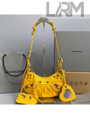 Balenciaga Le Cagole Lambskin XS Shoulder Bag Yellow/Aged Silver 2021