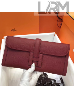 Hermes Jige Elan 29 Epsom Leather Clutch Bag Deep Red 2019