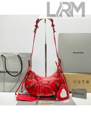 Balenciaga Le Cagole Lambskin XS Shoulder Bag Red/Aged Silver 2021