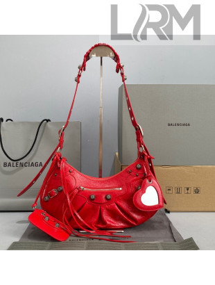 Balenciaga Le Cagole Lambskin Small Shoulder Bag Red/Aged Silver 2021