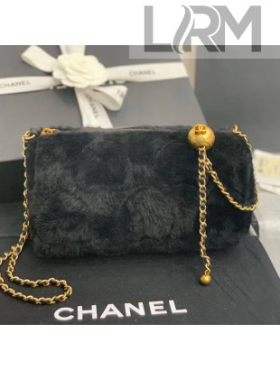 Chanel Fur Small Bowling Bag with Metal Ball AS1899 Black 2020