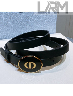 Dior Leather Belt 1.5cm with CD Round Buckle Black 2021