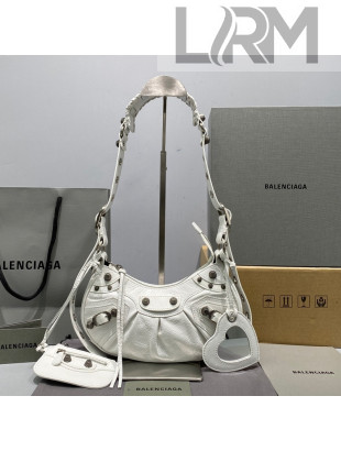 Balenciaga Le Cagole Lambskin XS Shoulder Bag White/Aged Silver 2021