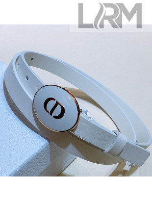 Dior Leather Belt 1.5cm with CD Round Buckle White 2021