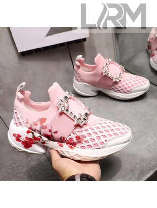 Roger Vivier Viv' Run Strass Flower Print Sneakers Pink 2020